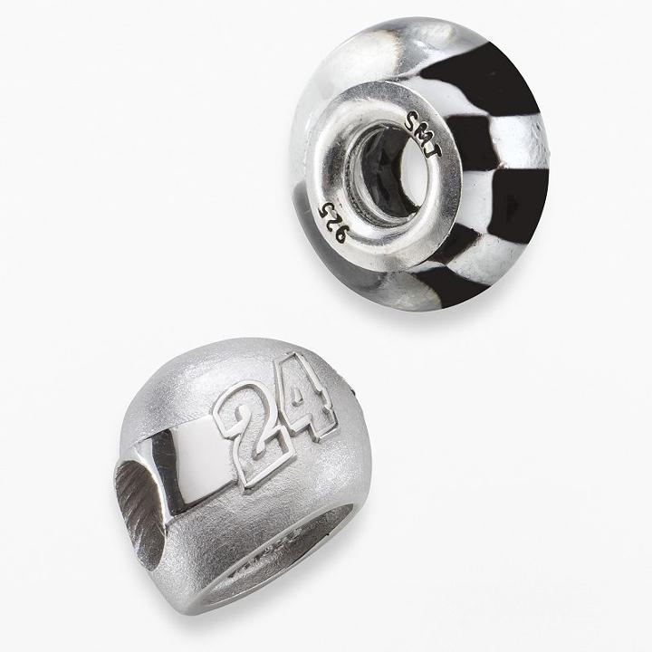 Insignia Collection Nascar Jeff Gordon Sterling Silver 24 Helmet Bead Set, Women's, Black