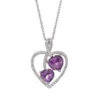 Amethyst & Lab-created White Sapphire Sterling Silver Heart Pendant Necklace, Women's, Purple