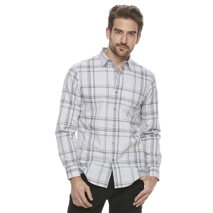 Men's Marc Anthony Slim-fit Stretch Button-down Shirt, Size: Medium, Grey