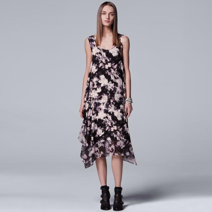 Women's Simply Vera Vera Wang Print Handkerchief Tank Dress, Size: Small, Oxford
