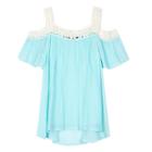 Girls 7-16 Iz Amy Byer Lace Trim Off Shoulder Solid Gauze Top, Girl's, Size: Large, Lt Green