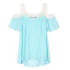 Girls 7-16 Iz Amy Byer Lace Trim Off Shoulder Solid Gauze Top, Girl's, Size: Large, Lt Green