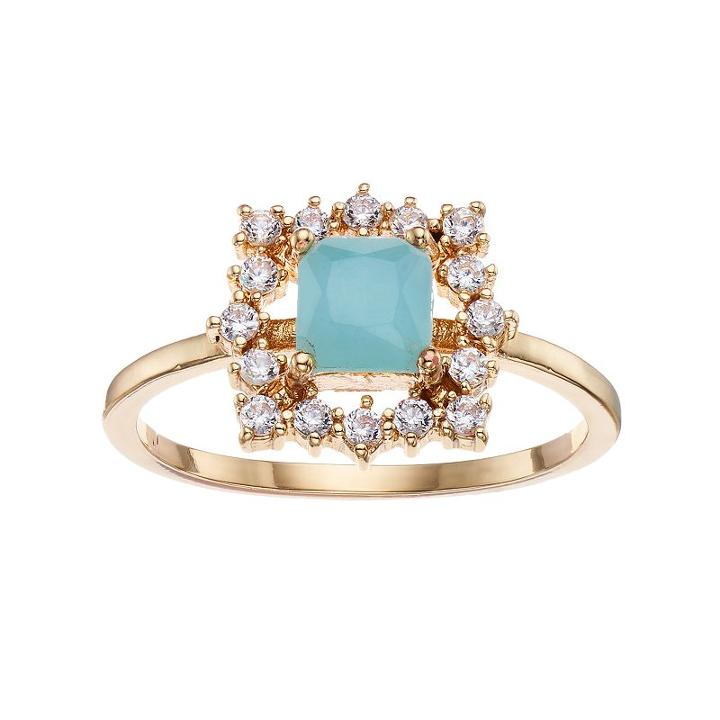 Lc Lauren Conrad Mint Green & Cubic Zirconia Ring, Women's, Size: 7, Lt Green