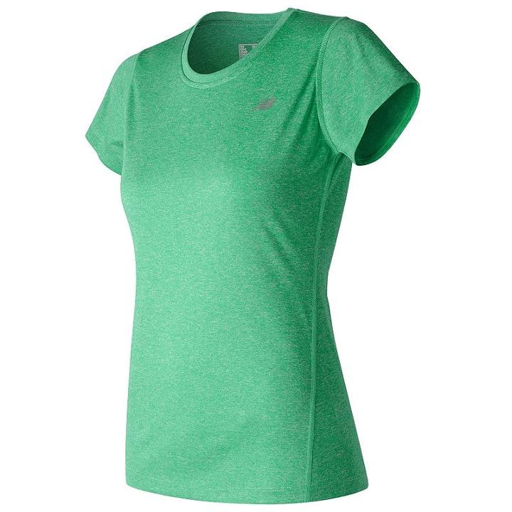 Women's New Balance Heathered Crewneck Workout Tee, Size: Small, Green Oth