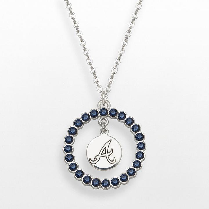 Logoart Atlanta Braves Silver Tone Crystal Logo Charm Circle Pendant, Women's, Size: 18, Blue