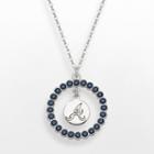 Logoart Atlanta Braves Silver Tone Crystal Logo Charm Circle Pendant, Women's, Size: 18, Blue