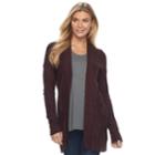 Women's Apt. 9&reg; Geometric Ribbed Cardigan, Size: Large, Green Oth
