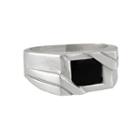 Sterling Silver Onyx Ring - Men, Size: 12, Black