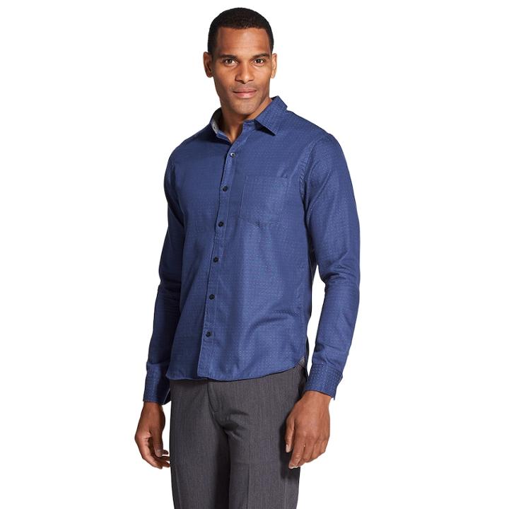 Men's Van Heusen Never Tuck Slim-fit Button-down Shirt, Size: Small, Blue