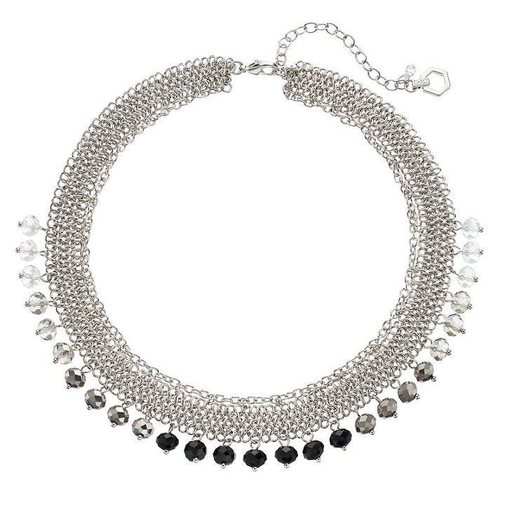 Simply Vera Vera Wang Ombre Shaky Bead Mesh Chunky Necklace, Women's, Black