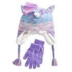 Girls 4-16 So&reg; Faux-fur Lined 3d Unicorn Hat & Gloves Set, Size: M-l, Multi Combo