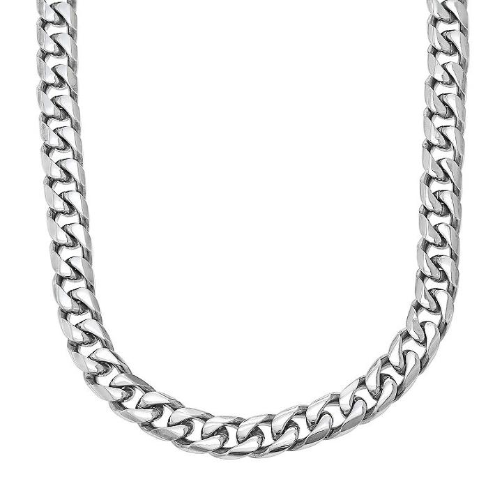 Lynx Stainless Steel Curb Chain Necklace - 22 In. - Men, Size: 22, Grey