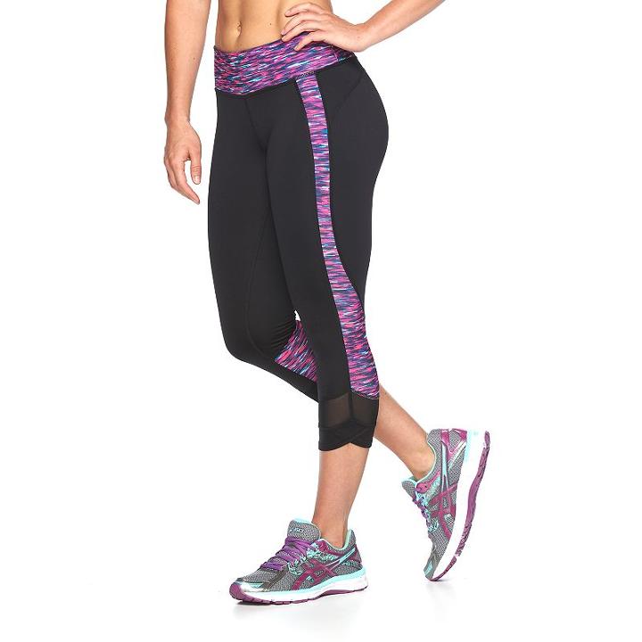 Women's Tek Gear&reg; Pieced Capri Workout Leggings, Size: Large, Brt Purple