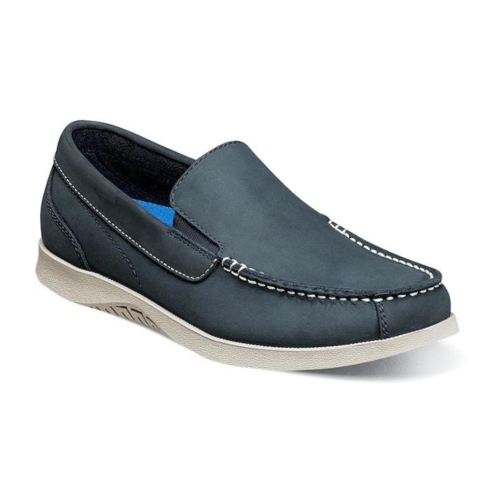 Nunn Bush Bayside Lites Venetian Men's Moc Toe Slip-on Shoes, Size: 8.5 Wide, Blue (navy)