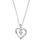Silver Expressions By Larocks Silver Plated Cubic Zirconia I Love You Heart Pendant, Women's, Grey