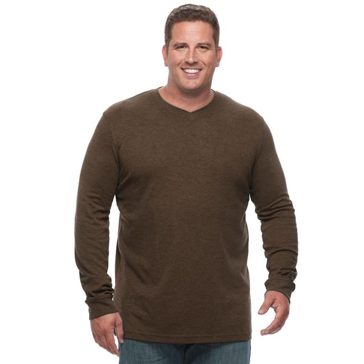 Big & Tall Croft & Barrow&reg; Classic-fit Stretch Performance V-neck Tee, Men's, Size: Xl Tall, Dark Brown