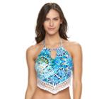 Women's Apt. 9&reg; Crochet Halterneck Midkini Top, Size: Large, Dark Green