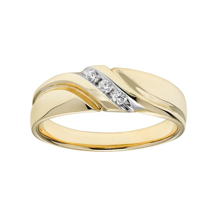 Cherish Always Men's 10k Gold 1/10 Carat T.w. Certified Diamond Wedding Band, Size: 13, White