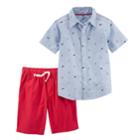 Boys 4-8 Carter's Whale Print Polo & Solid Shorts Set, Size: 8, Blue Red