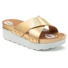 Juicy Couture Metallic Crisscross Platform Sandals, Adult Unisex, Size: 7, Gold