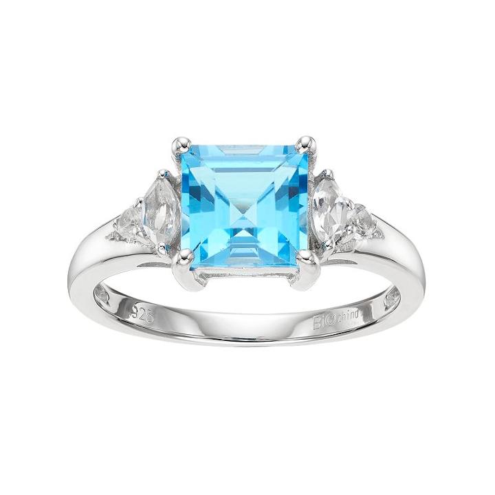 Sterling Silver Blue & White Topaz Ring, Women's, Size: 9