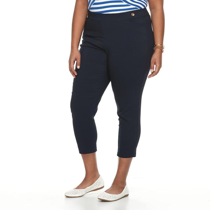 Plus Size Napa Valley Pull-on Ankle Pants, Women's, Size: 16 W, Blue (navy)