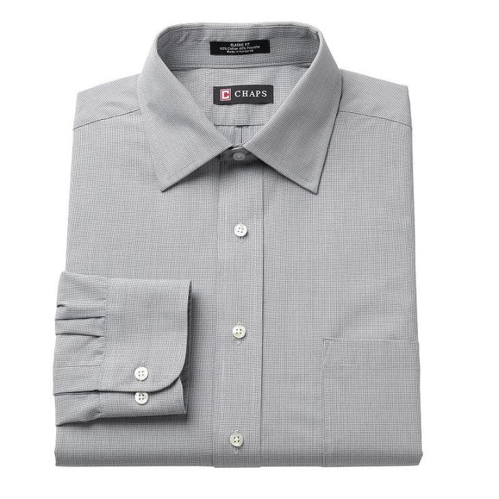 Men's Chaps Classic-fit Solid Broadcloth Spread-collar Dress Shirt, Size: 15-32/33, Dark Grey