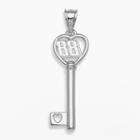 Insignia Collection Nascar Dale Earnhardt Jr. Sterling Silver 88 Heart Key Pendant, Women's, Grey
