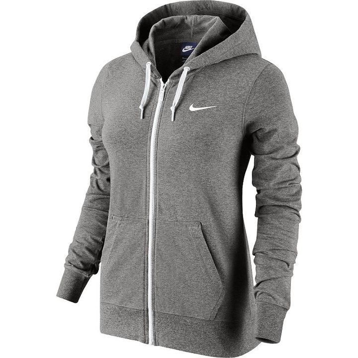 Women's Nike Solid Jersey Full-zip Hoodie, Size: Small, Grey Other