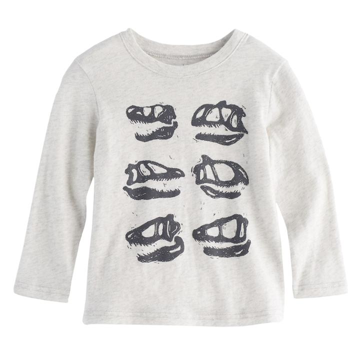 Toddler Boy Jumping Beans&reg; Dinosaur Skulls Long Sleeve Graphic Tee, Size: 3t, Light Grey