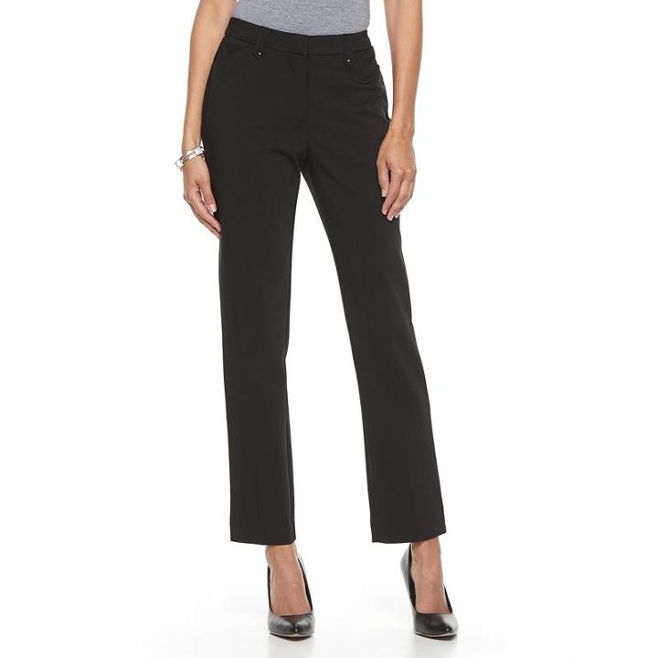 Women's Dana Buchman Straight-leg Pull-on Pants, Size: 6, Black