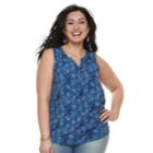 Plus Size Sonoma Goods For Life&trade; Printed Tank, Women's, Size: 3xl, Dark Blue