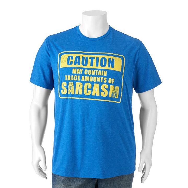 Big & Tall Caution May Contain Trace Amounts Of Sarcasm Tee, Men's, Size: L Tall, Blue Other