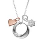 Disney's Frozen Sterling Silver Two Tone Snowflake & Heart Charm Pendant Necklace, Women's, Size: 16