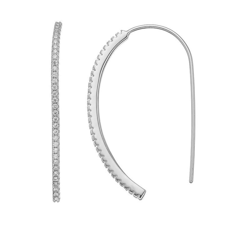 Fleur Cubic Zirconia Threader Earrings, Women's, Grey