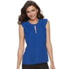 Women's Elle&trade; Pintuck Ruffle Top, Size: Small, Dark Blue