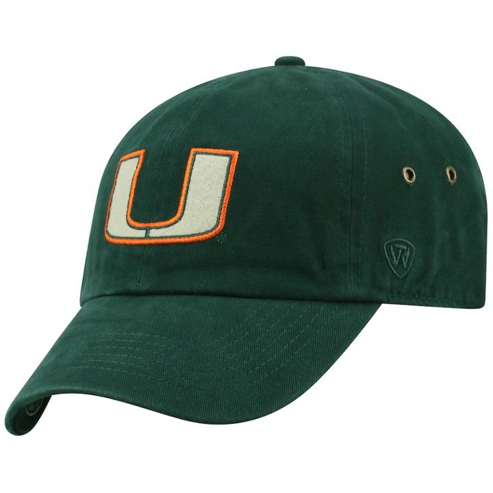 Adult Top Of The World Miami Hurricanes Reminant Cap, Men's, Dark Green