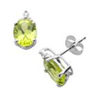 10k White Gold Peridot And Diamond Accent Stud Earrings, Women's, Green