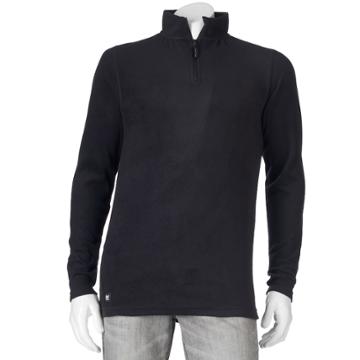 Men's Heat Holders Microfleece Quarter-zip Performance Pullover, Size: Large, Black