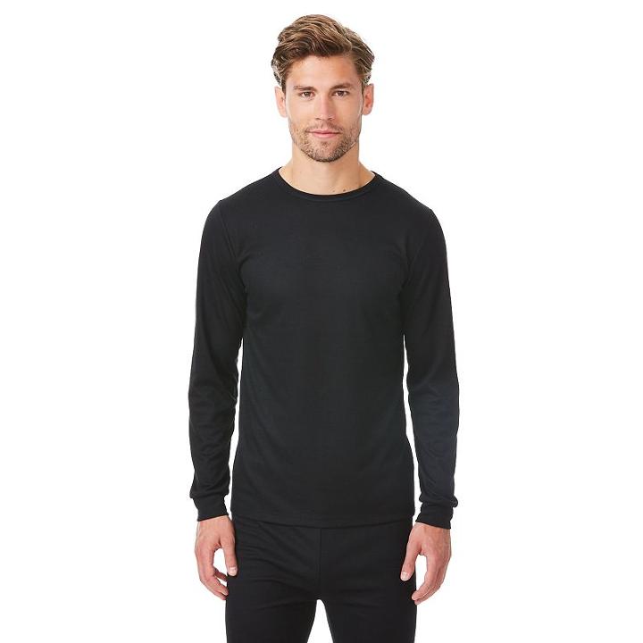 Men's Heat Keep Performance Ribbed Crewneck Tee, Size: X Lrge M/r, Black