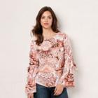 Women's Lc Lauren Conrad Printed Top, Size: Medium, White