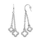 Marie Claire Jewelry Crystal Silver Tone Clover Linear Drop Earrings, Women's, White