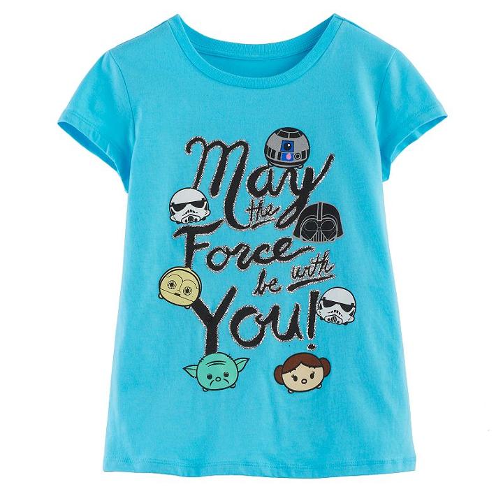 Girls 7-16 Star Wars May The Force Be With You Glitter Graphic Tee, Size: Small, Med Blue