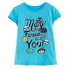 Girls 7-16 Star Wars May The Force Be With You Glitter Graphic Tee, Size: Small, Med Blue