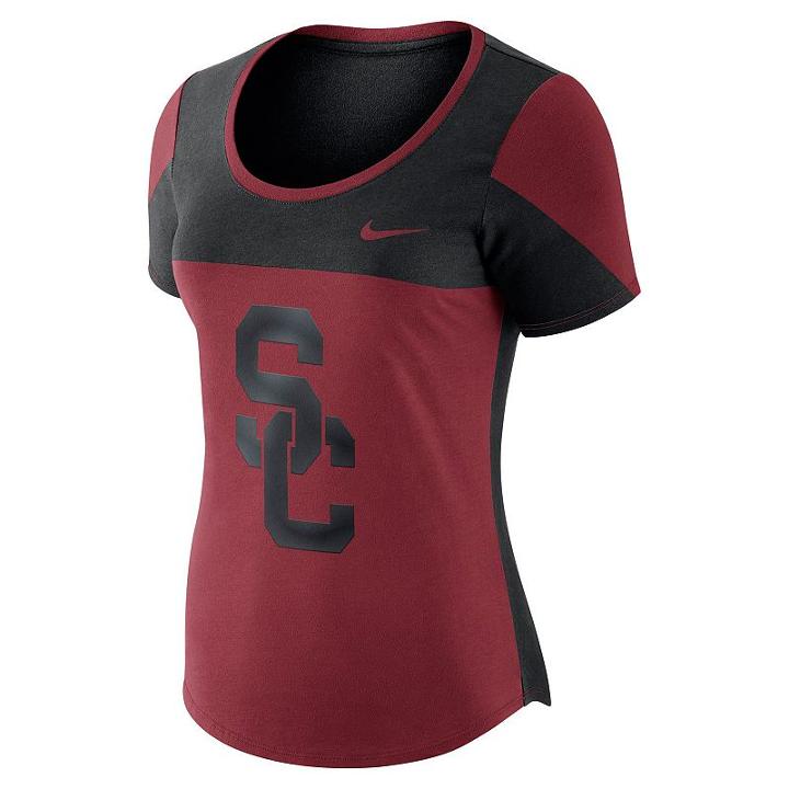 Women's Nike Usc Trojans Enzyme-washed Colorblock Tee, Size: Xl, Dark Red