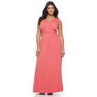 Plus Size Chaya V-neck Maxi Dress, Women's, Size: 18 W, Med Pink