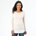Women's Ab Studio Crochet Mock-layer Top, Size: Xlrg Av/rg, Ovrfl Oth