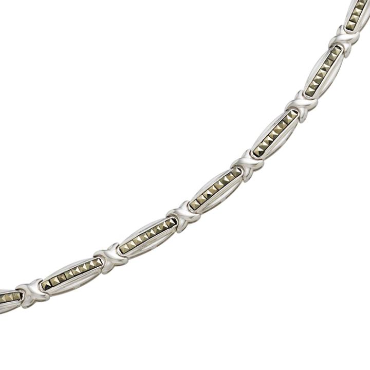 Sterling Silver Marcasite X Bracelet, Women's, Size: 7.5, Grey
