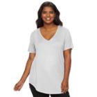 Juniors' Plus Size Mudd&reg; V-neck Shirttail Tunic Tee, Girl's, Size: 2xl, White
