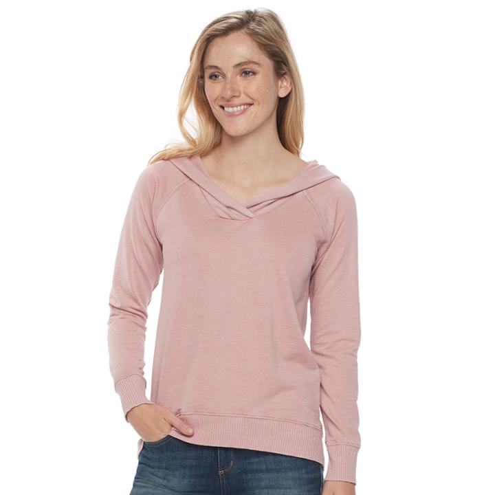 Women's Sonoma Goods For Life&trade; Hooded French Terry Sweater, Size: Large, Med Pink